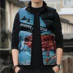 Personalised Snapper Fishing New Zealand Sleeveless Puffer Jacket Tamure Fish Hook Maori Pattern