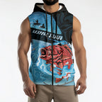Personalised Snapper Fishing New Zealand Sleeveless Zip Hoodie Tamure Fish Hook Maori Pattern