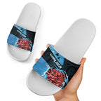 Snapper Fishing New Zealand Slide Sandals Tamure Fish Hook Maori Pattern