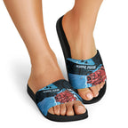 Snapper Fishing New Zealand Slide Sandals Tamure Fish Hook Maori Pattern