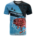 Personalised Snapper Fishing New Zealand T Shirt Tamure Fish Hook Maori Pattern