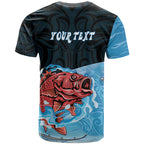 Personalised Snapper Fishing New Zealand T Shirt Tamure Fish Hook Maori Pattern