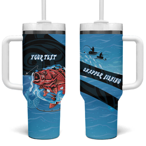 Personalised Snapper Fishing New Zealand Tumbler With Handle Tamure Fish Hook Maori Pattern