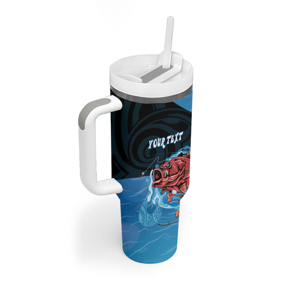 Personalised Snapper Fishing New Zealand Tumbler With Handle Tamure Fish Hook Maori Pattern