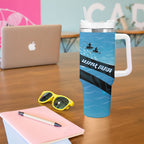 Personalised Snapper Fishing New Zealand Tumbler With Handle Tamure Fish Hook Maori Pattern