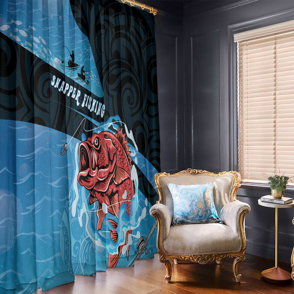 Snapper Fishing New Zealand Window Curtain Tamure Fish Hook Maori Pattern