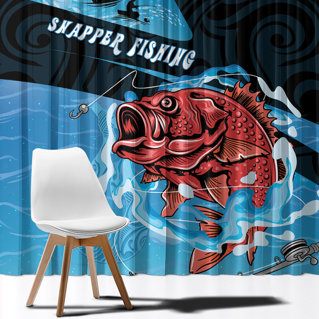 Snapper Fishing New Zealand Window Curtain Tamure Fish Hook Maori Pattern