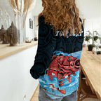 Personalised Snapper Fishing New Zealand Women Casual Shirt Tamure Fish Hook Maori Pattern