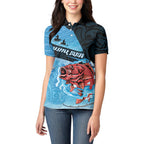 Personalised Snapper Fishing New Zealand Women Polo Shirt Tamure Fish Hook Maori Pattern