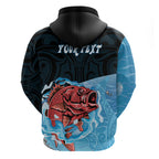 Personalised Snapper Fishing New Zealand Zip Hoodie Tamure Fish Hook Maori Pattern