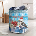 Australia Christmas In July Laundry Basket Kookaburra Santa Blue Color