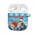 Australia Christmas In July AirPods Case Kookaburra Santa Blue Color