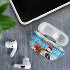 Australia Christmas In July AirPods Case Kookaburra Santa Blue Color