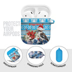 Australia Christmas In July AirPods Case Kookaburra Santa Blue Color