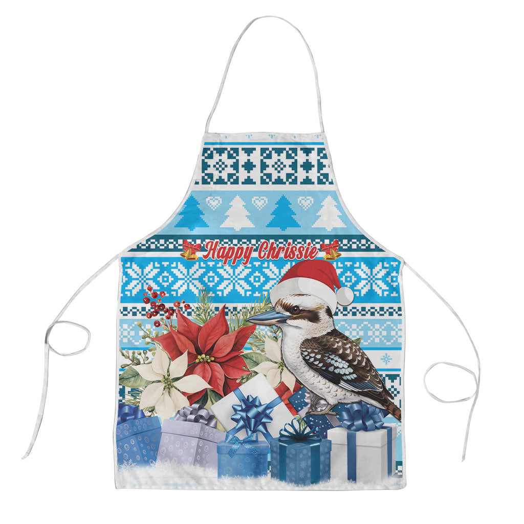 Australia Christmas In July Apron Kookaburra Santa Blue Color