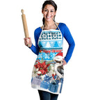 Australia Christmas In July Apron Kookaburra Santa Blue Color