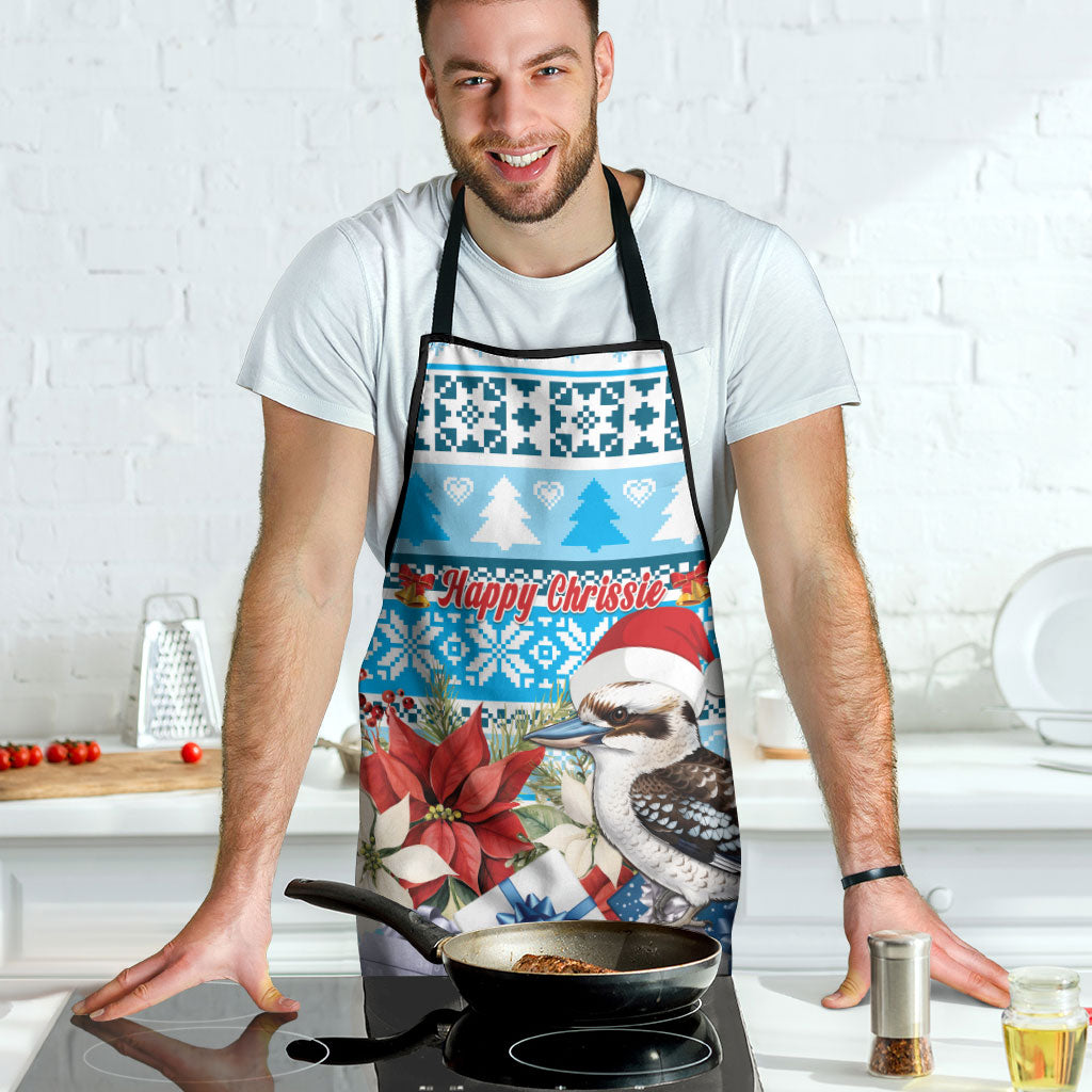 Australia Christmas In July Apron Kookaburra Santa Blue Color