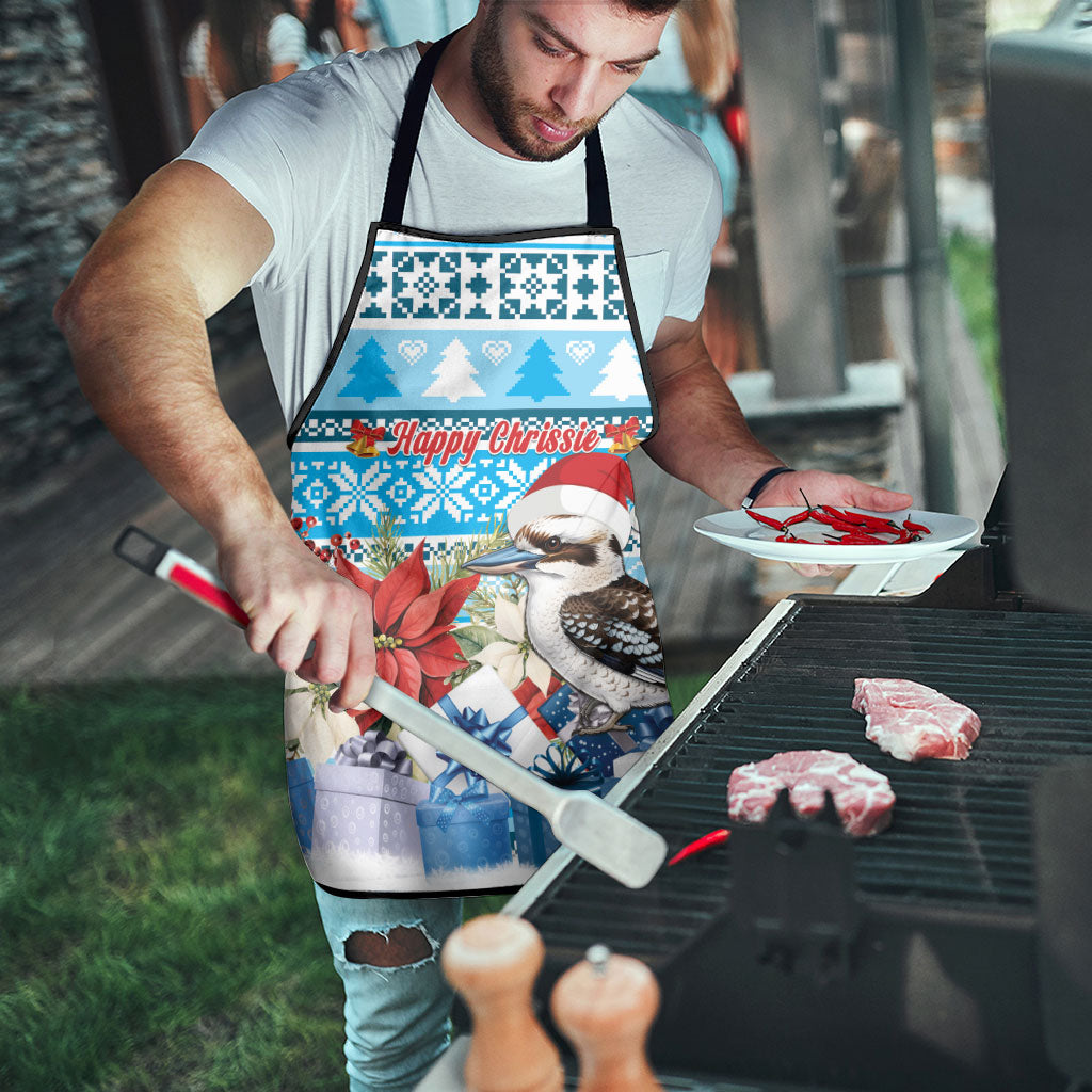 Australia Christmas In July Apron Kookaburra Santa Blue Color