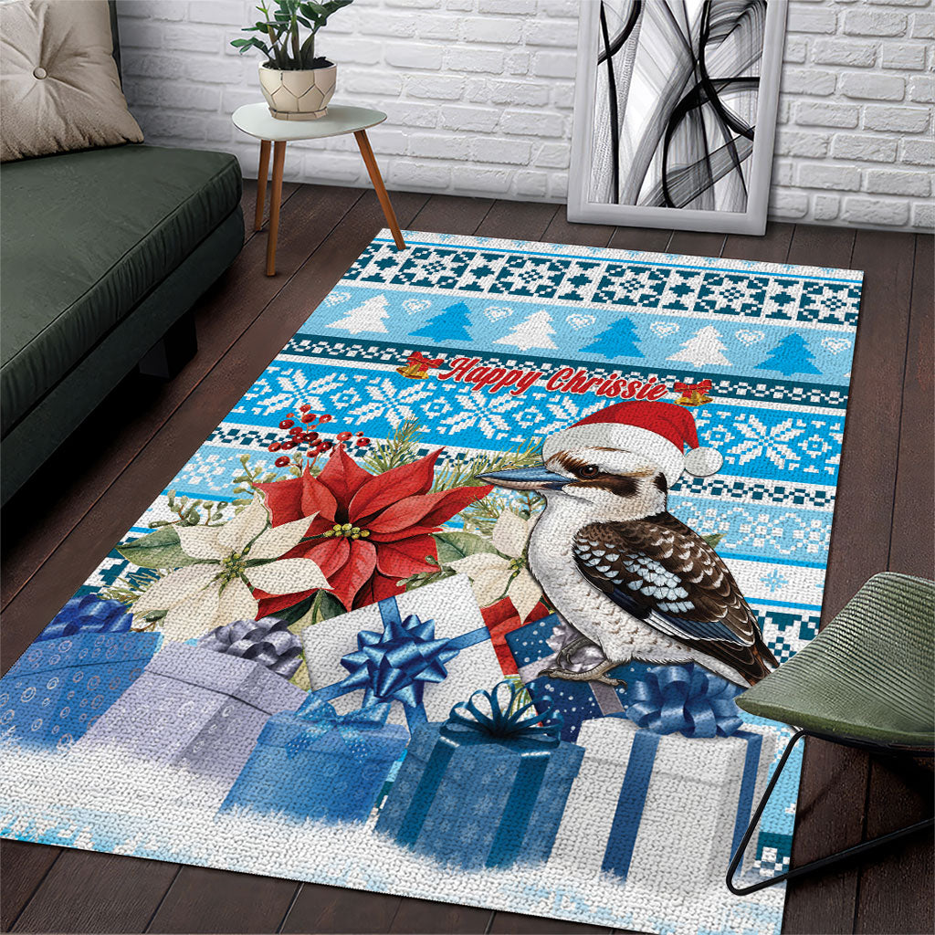 Australia Christmas In July Area Rug Kookaburra Santa Blue Color