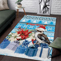 Australia Christmas In July Area Rug Kookaburra Santa Blue Color