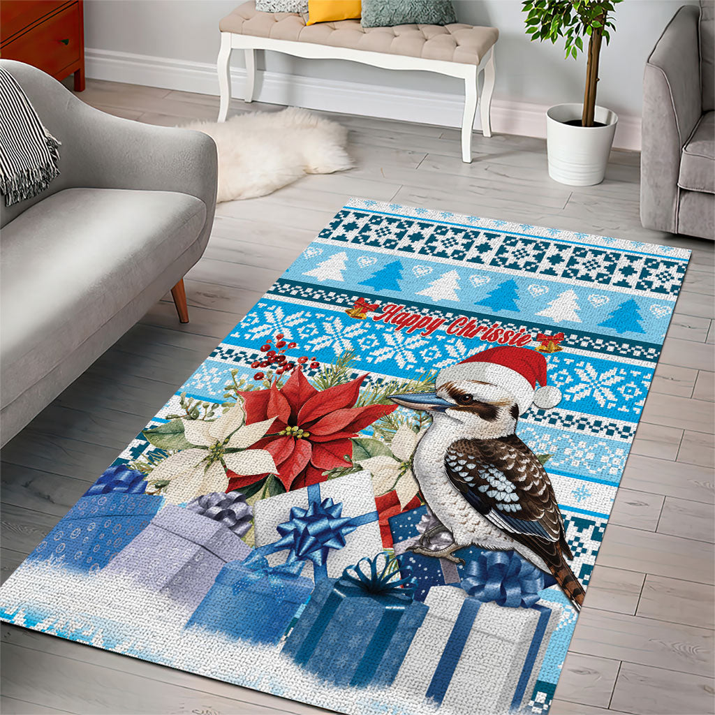 Australia Christmas In July Area Rug Kookaburra Santa Blue Color