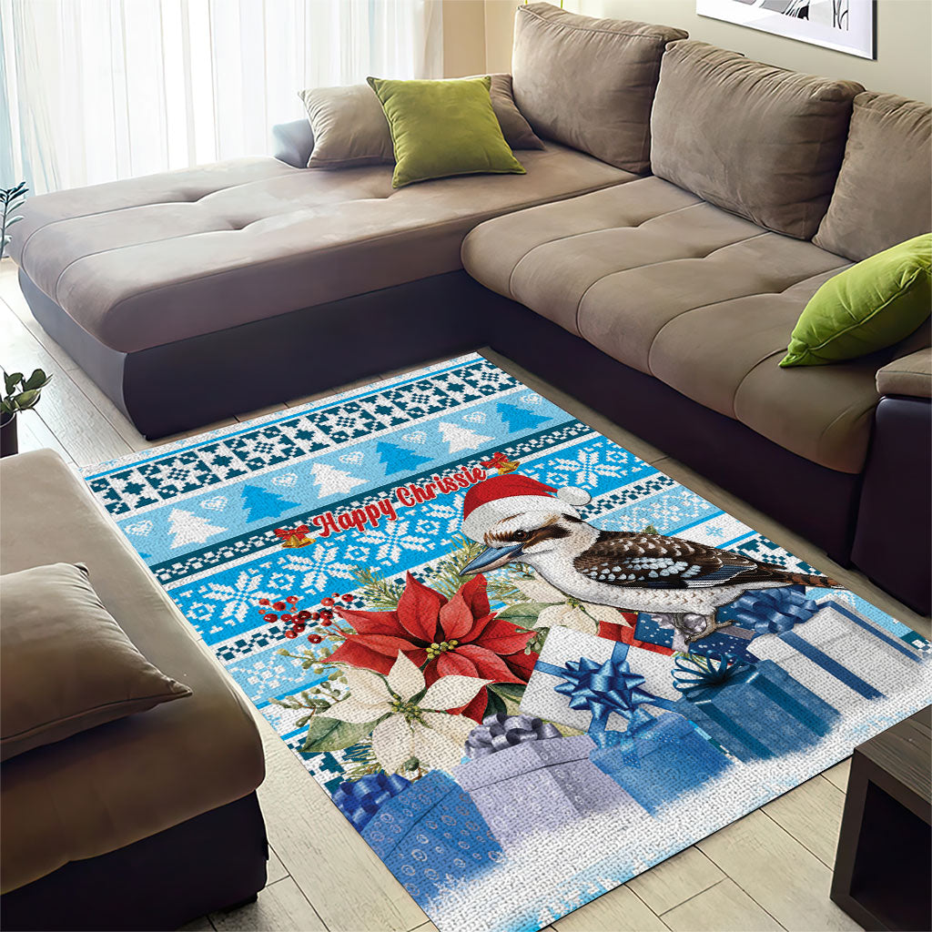Australia Christmas In July Area Rug Kookaburra Santa Blue Color