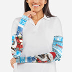 Australia Christmas In July Arm Sleeves Kookaburra Santa Blue Color