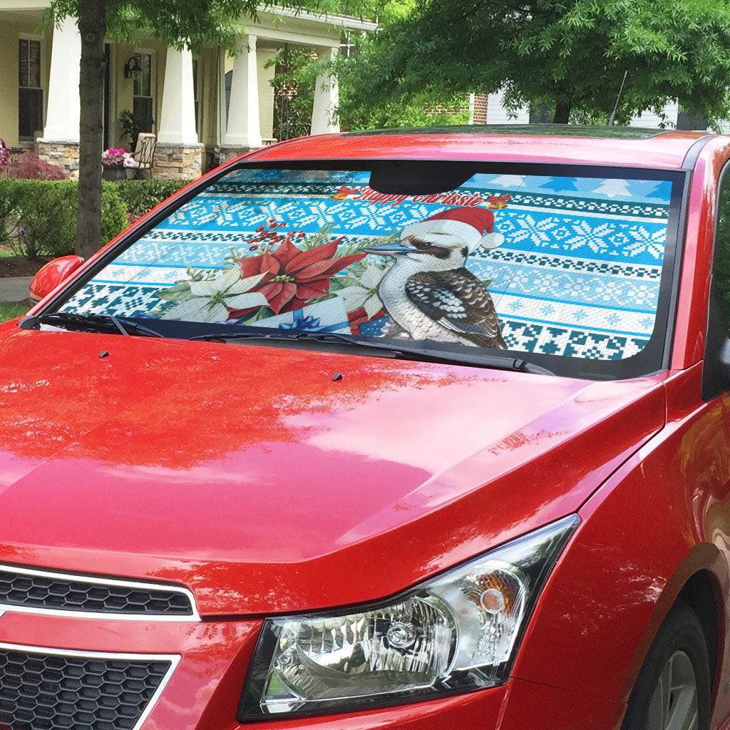 Australia Christmas In July Auto Sun Shade Kookaburra Santa Blue Color