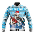 Australia Christmas In July Baseball Jacket Kookaburra Santa Blue Color