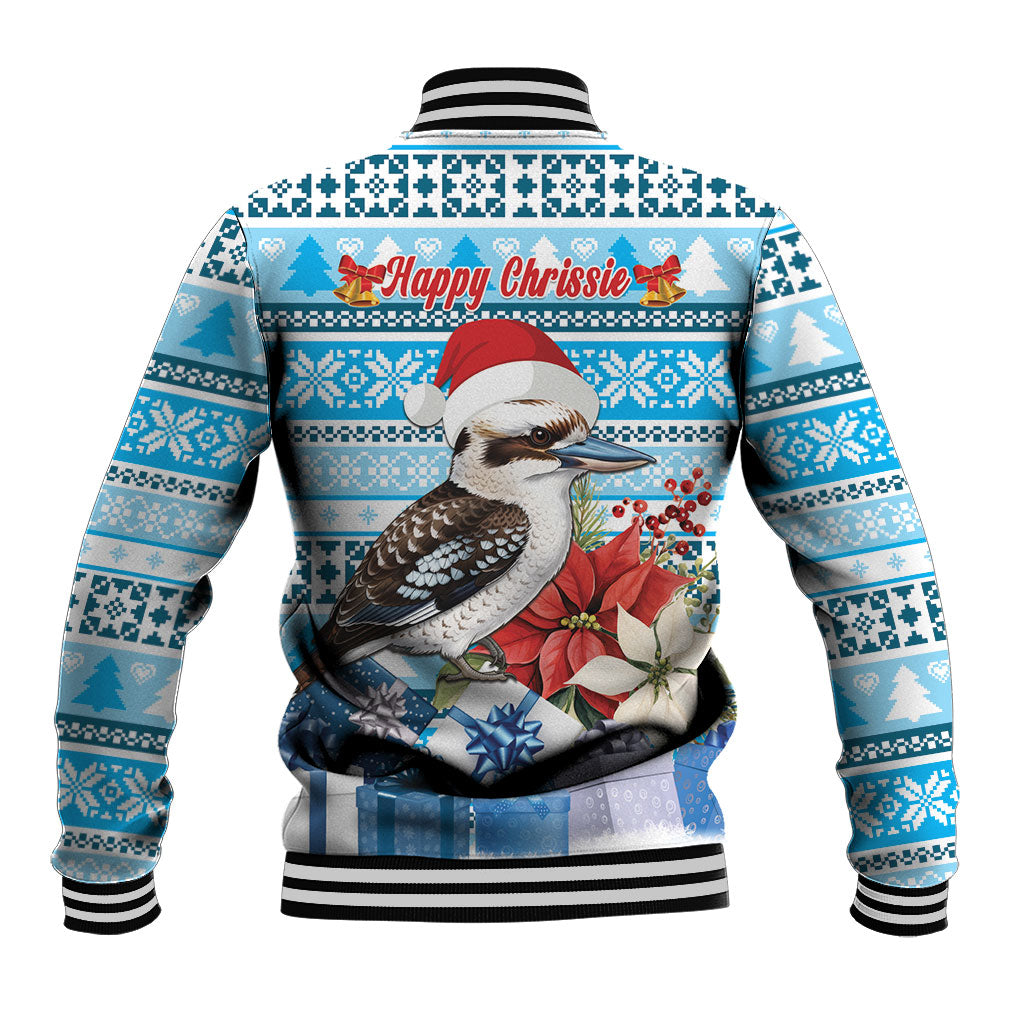 Australia Christmas In July Baseball Jacket Kookaburra Santa Blue Color