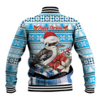 Australia Christmas In July Baseball Jacket Kookaburra Santa Blue Color