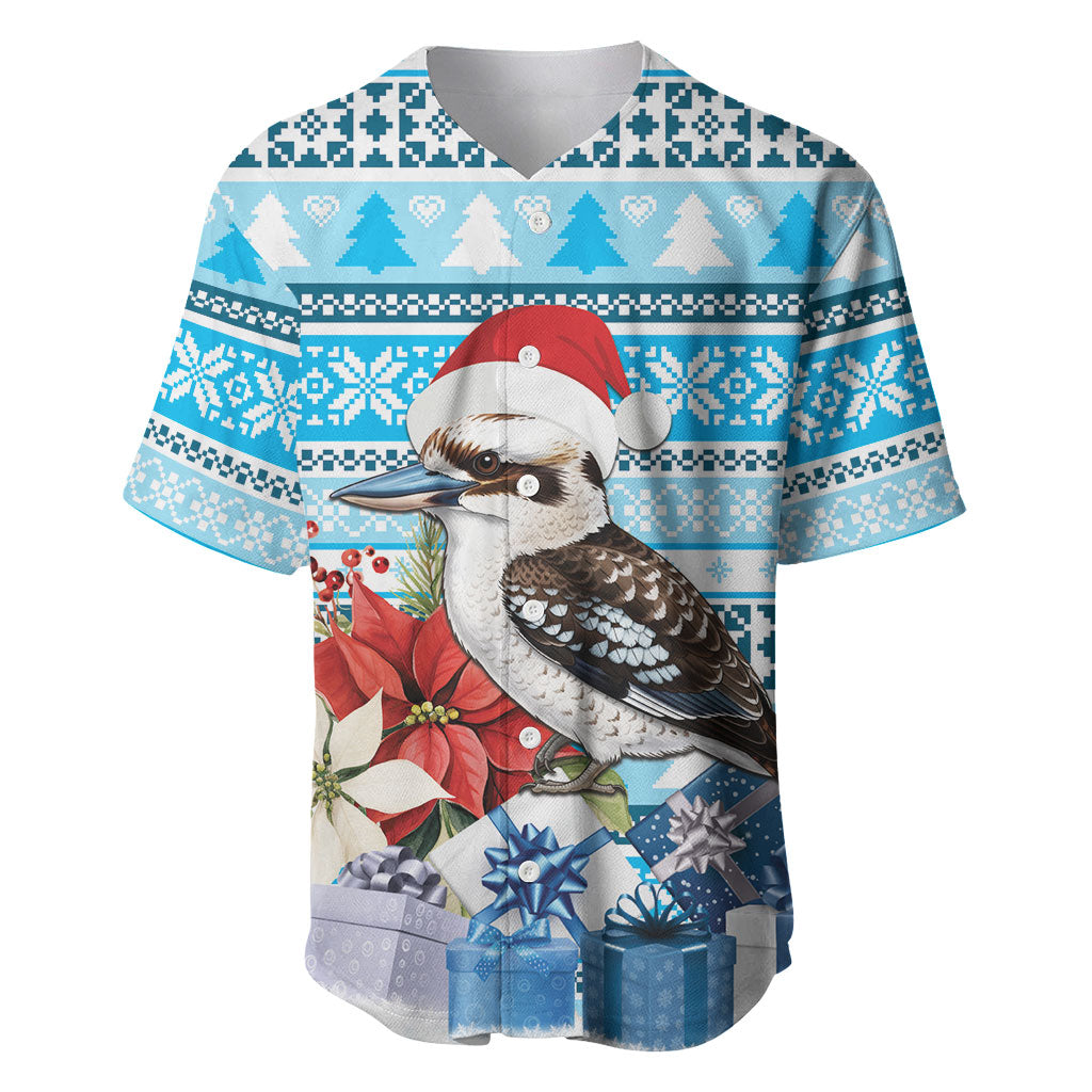 Australia Christmas In July Baseball Jersey Kookaburra Santa Blue Color