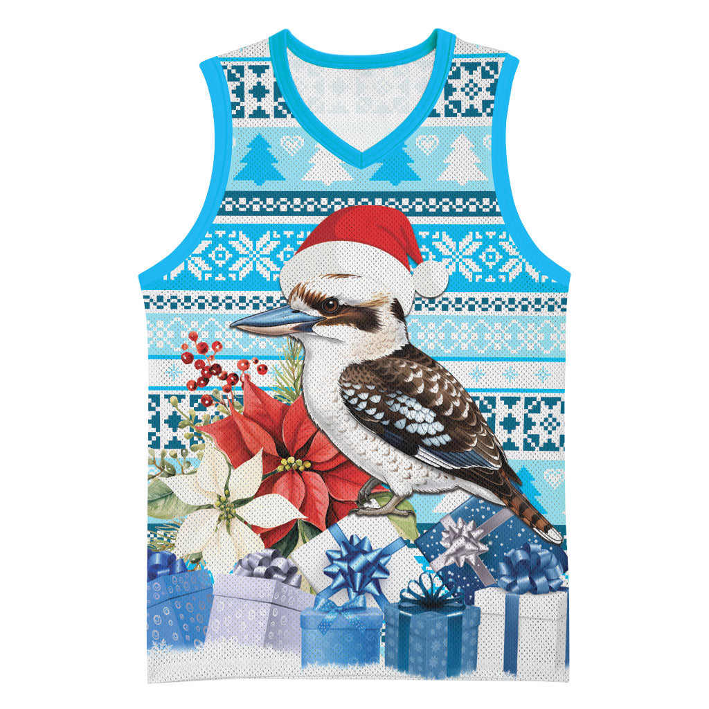 Australia Christmas In July Basketball Jersey Kookaburra Santa Blue Color