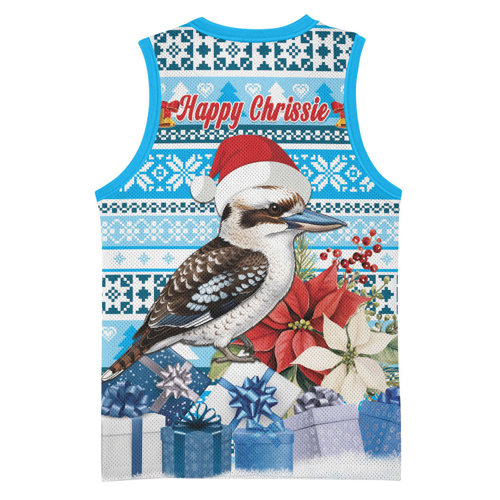 Australia Christmas In July Basketball Jersey Kookaburra Santa Blue Color