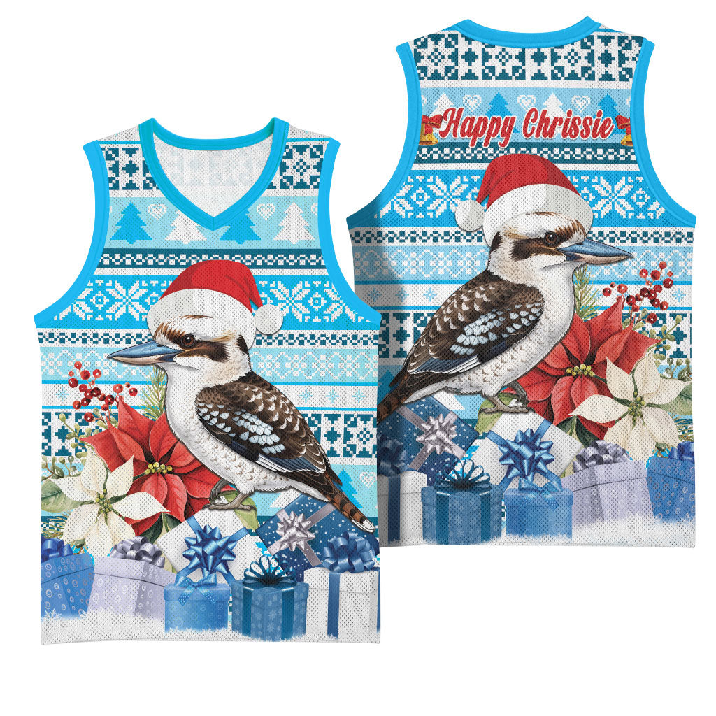 Australia Christmas In July Basketball Jersey Kookaburra Santa Blue Color