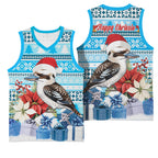 Australia Christmas In July Basketball Jersey Kookaburra Santa Blue Color