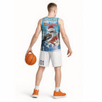 Australia Christmas In July Basketball Jersey Kookaburra Santa Blue Color
