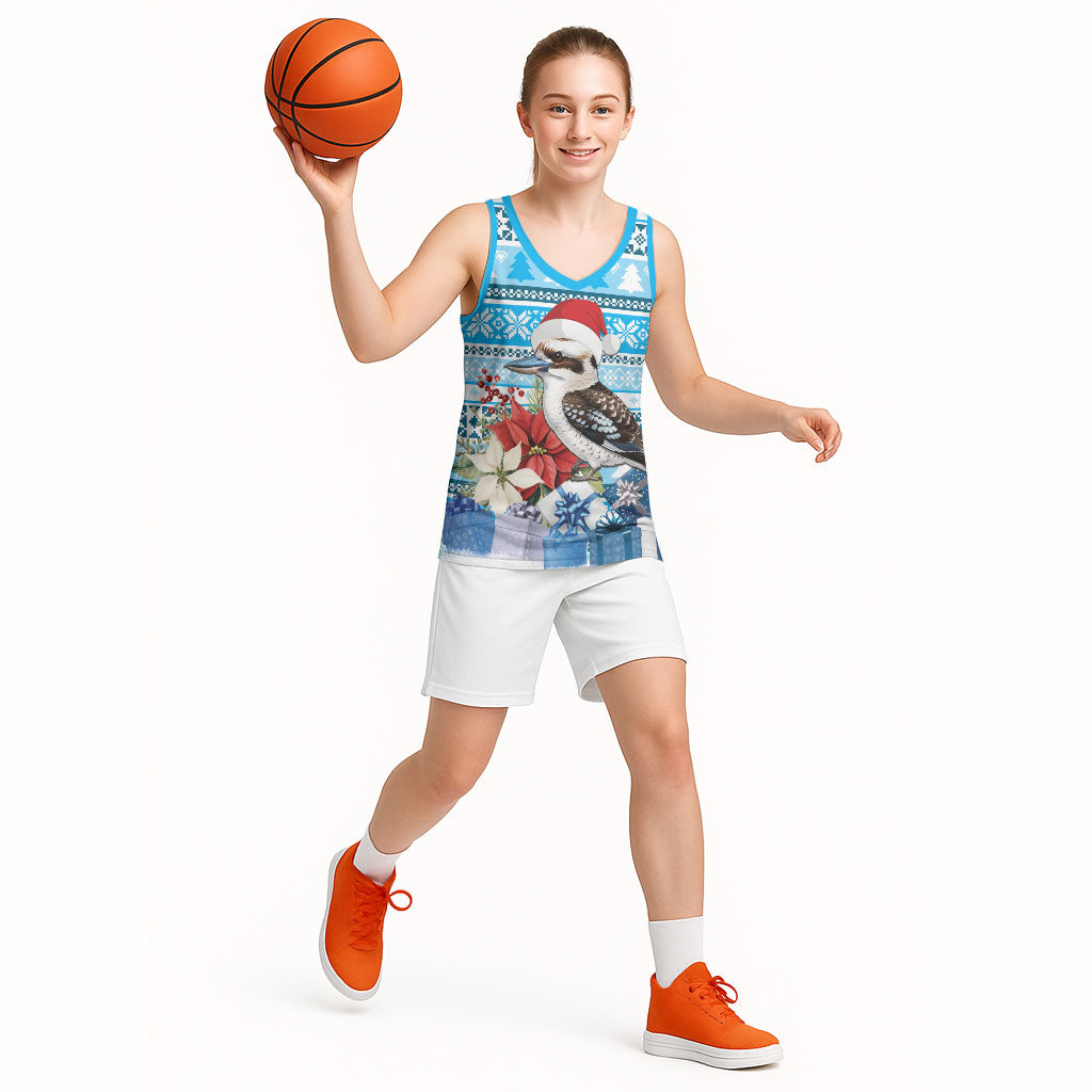 Australia Christmas In July Basketball Jersey Kookaburra Santa Blue Color