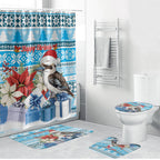 Australia Christmas In July Bathroom Set Kookaburra Santa Blue Color