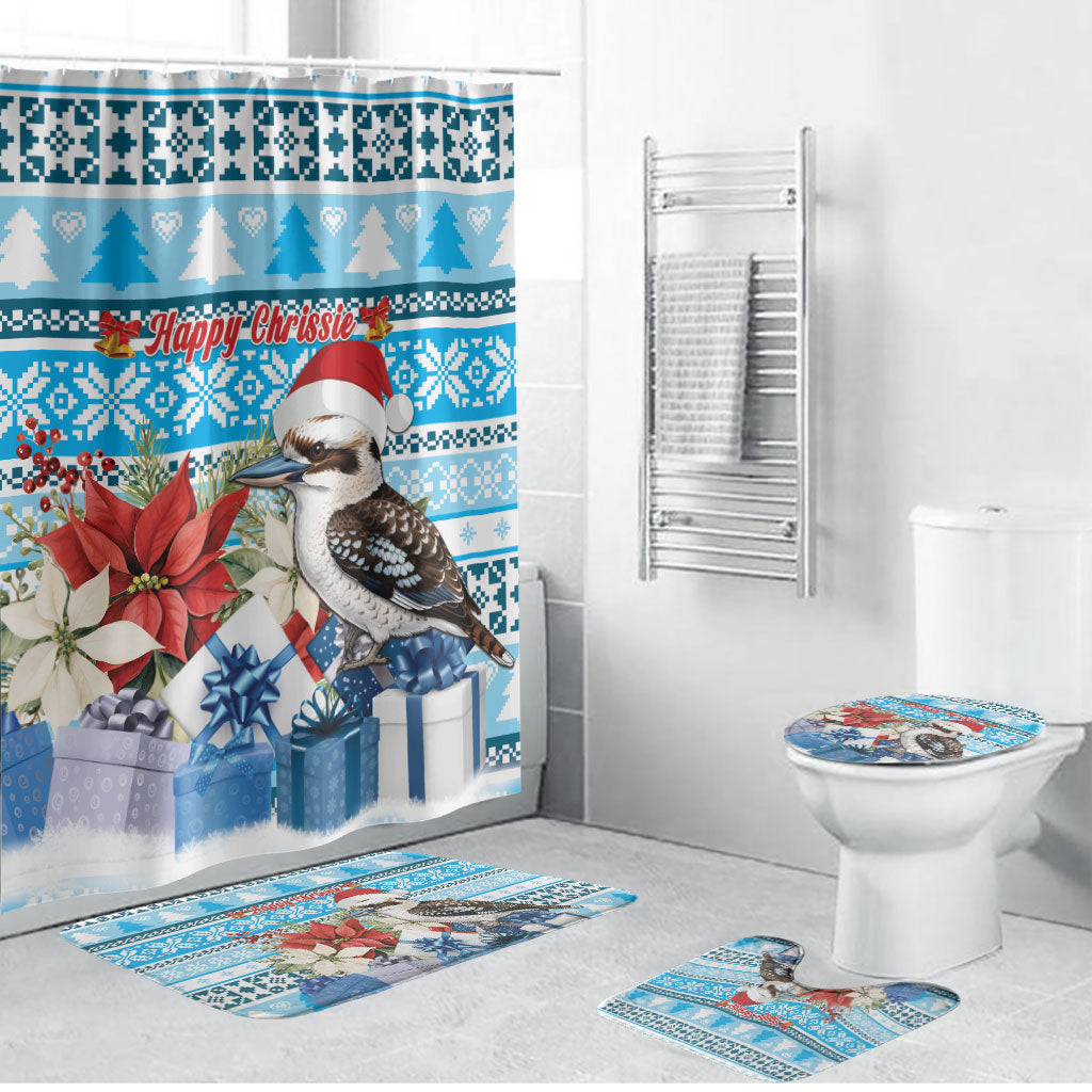 Australia Christmas In July Bathroom Set Kookaburra Santa Blue Color