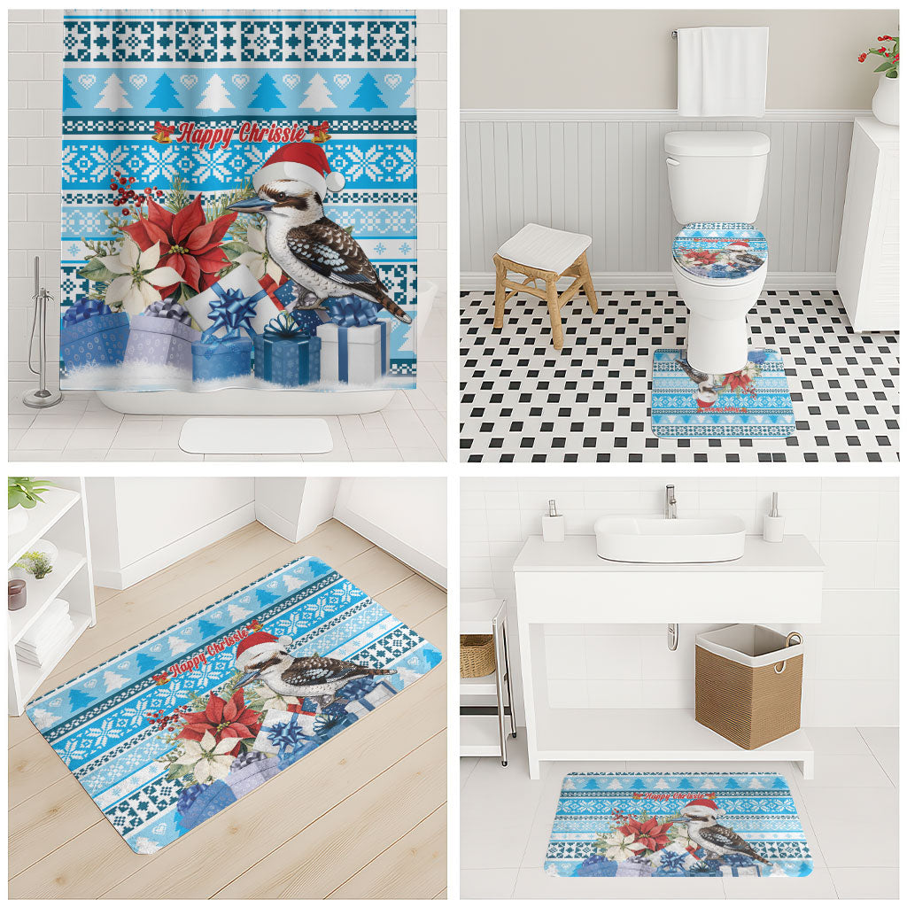Australia Christmas In July Bathroom Set Kookaburra Santa Blue Color