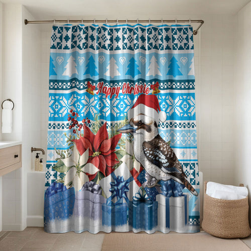 Australia Christmas In July Bathroom Set Kookaburra Santa Blue Color
