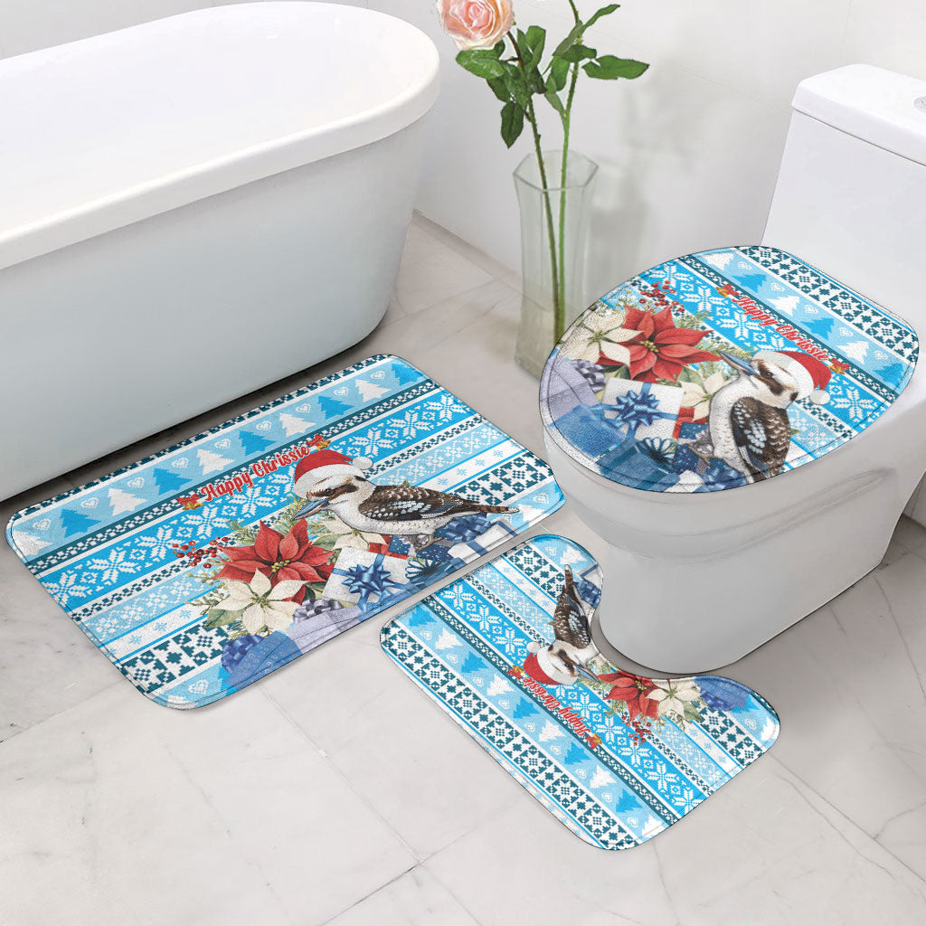 Australia Christmas In July Bathroom Set Kookaburra Santa Blue Color