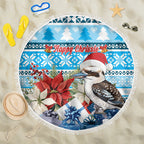 Australia Christmas In July Beach Blanket Kookaburra Santa Blue Color