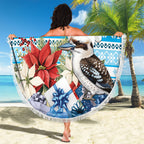 Australia Christmas In July Beach Blanket Kookaburra Santa Blue Color