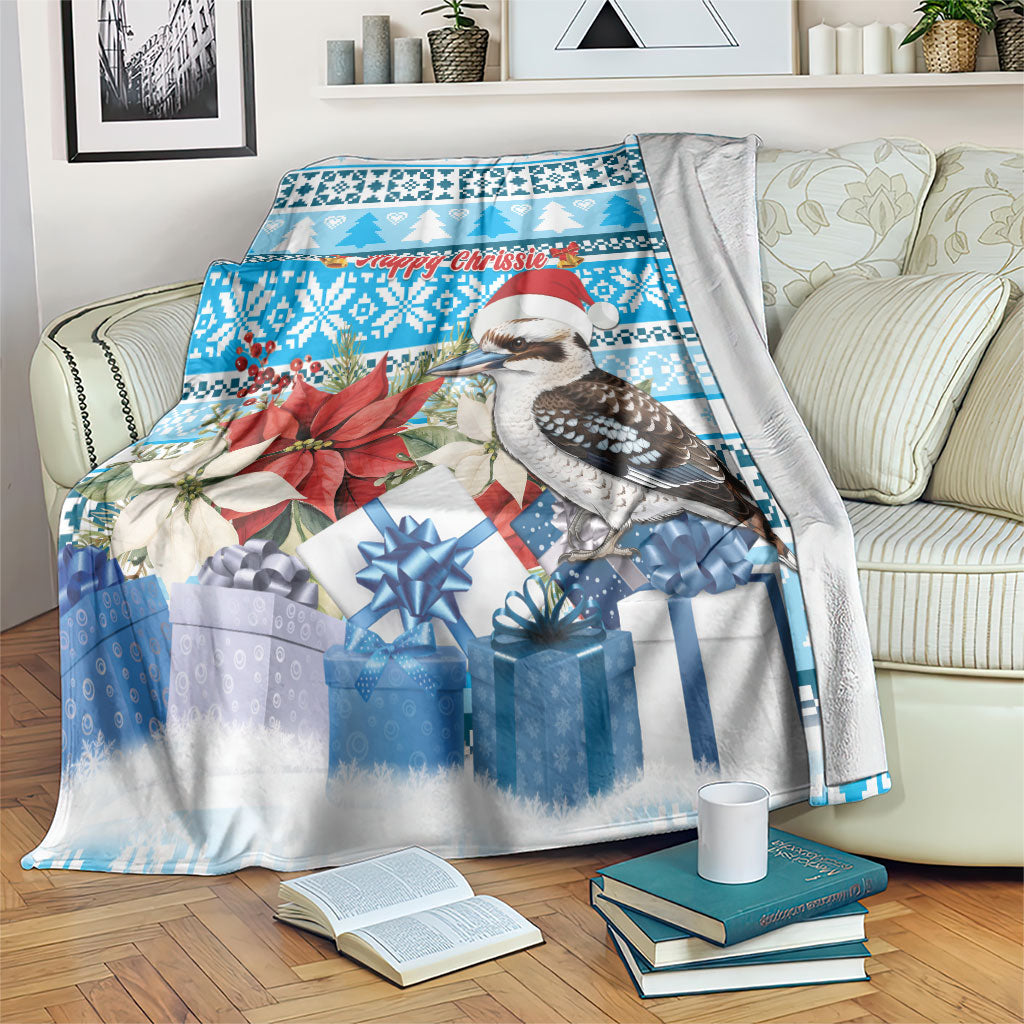Australia Christmas In July Blanket Kookaburra Santa Blue Color