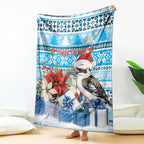Australia Christmas In July Blanket Kookaburra Santa Blue Color