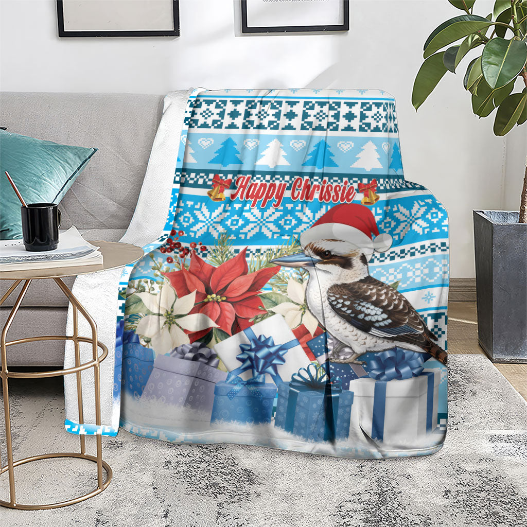Australia Christmas In July Blanket Kookaburra Santa Blue Color
