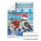 Australia Christmas In July Blanket Kookaburra Santa Blue Color