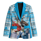 Australia Christmas In July Blazer Kookaburra Santa Blue Color